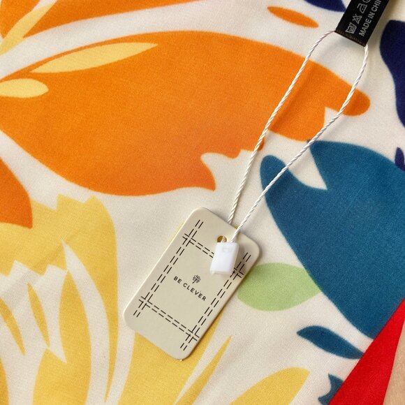 Floral Flower Scarf Wrap Multicolor Square Summer 27" X 27" Red Blue Yellow Pink - Picture 11 of 14